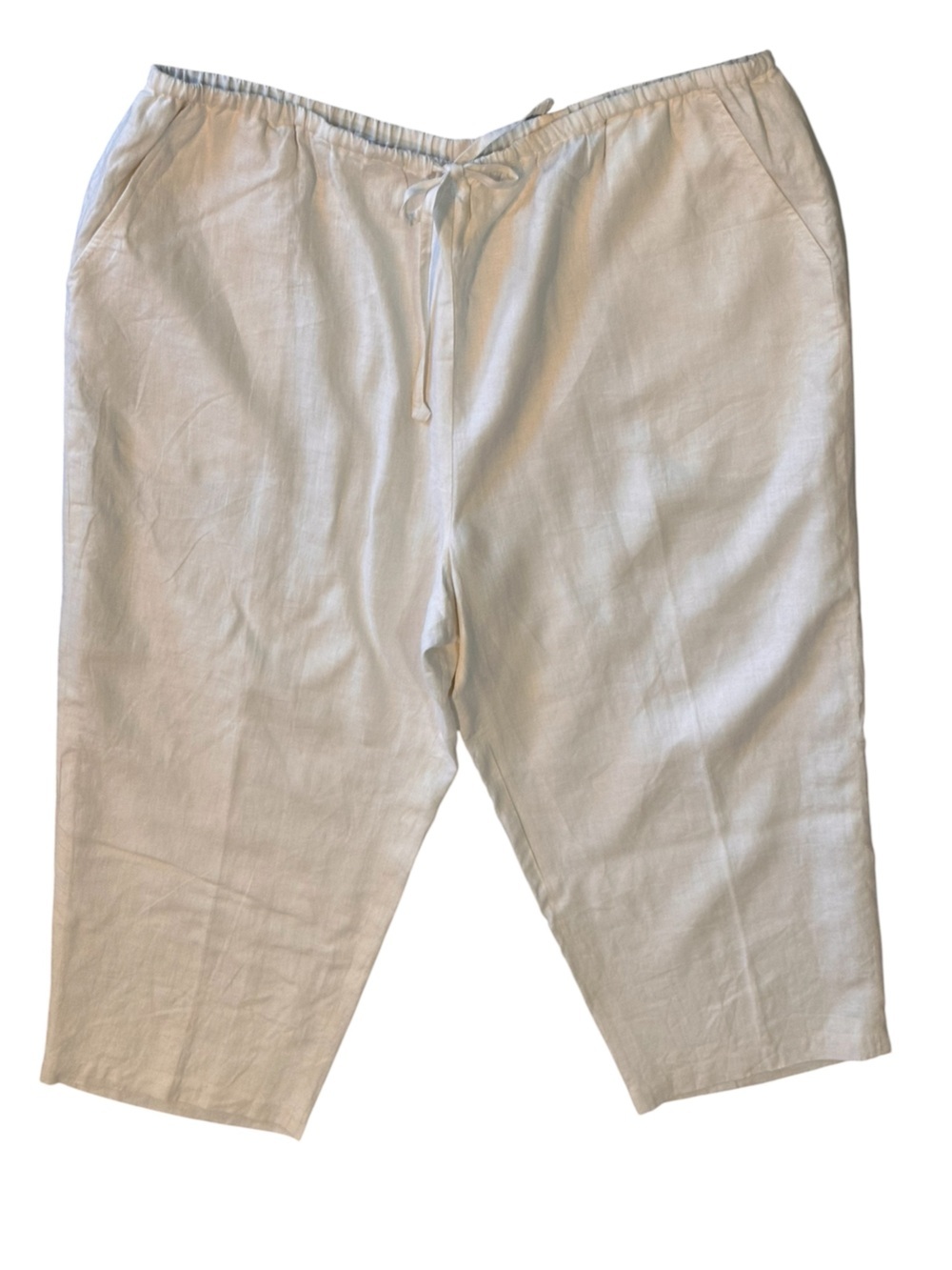 Valerie Stevens White Linen Pants with Black Label